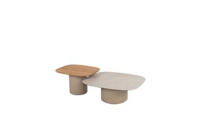 Taste Demi set van 2 coffee tafels keramiek print & teak latte 50 x 60 en 70 x 80 cm - 4so