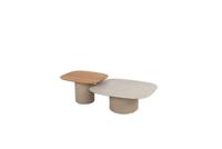 Taste Demi set van 2 coffee tafels keramiek print & teak latte 50 x 60 en 70 x 80 cm - 4so