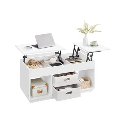 Salontafel met opklapbaar blad en verborgen opbergruimte, Sneeuwwitje Salontafel met opklapbaar blad en verborgen opbergruimte, Sneeuwwitje