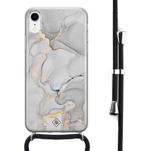 iPhone XR hoesje met koord - Marmer grijs