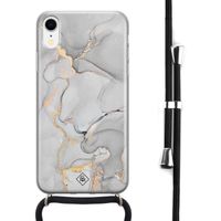 iPhone XR hoesje met koord - Marmer grijs