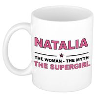 Naam cadeau mok/ beker Natalia The woman, The myth the supergirl 300 ml - Naam mokken - thumbnail
