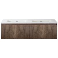 Frozen 3D Badmeubelset 140 cm - Greeplijst in Kleur - Charleston - Keramische Wastafel Wit Zonder Kraangat