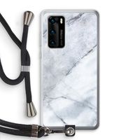 Witte marmer: Huawei P40 Transparant Hoesje met koord