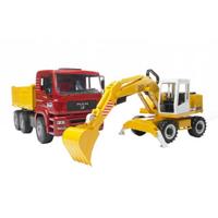 Bruder auto vrachtwagen man tga met liebherr graafmachine Bruder auto vrachtwagen man tga met liebherr graafmachine