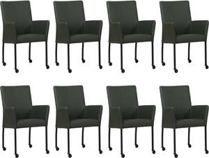 Set van 8 Donkergroene leren moderne eetkamerstoelen Comfort - Toledo Leer Verde (donkergroen leer)