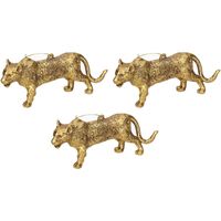 3x Gouden luipaard kerstornamenten kersthangers 12,5  cm   -