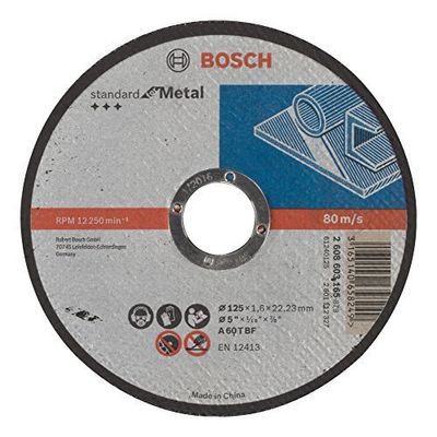 Bosch Accessoires Doorslijpschijf recht Standard for Metal A 60 T BF, 125 mm, 22,23 mm, 1,6 mm 1 stuks - 2608603165