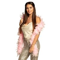 Carnaval verkleed boa met veren - lichtroze - 180 cm - 50 gram - Glitter and Glamour - thumbnail