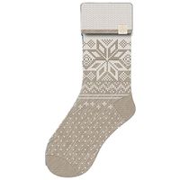 Wollen huissokken/slofsokken voor dames beige maat 35-38 35/38  -