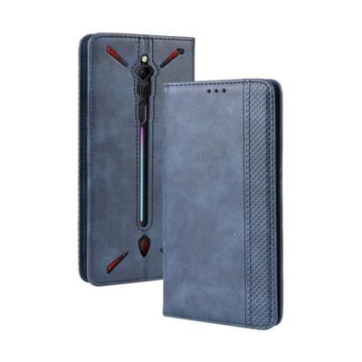 Magnetische Buckle retro Crazy Horse textuur horizontale Flip lederen case voor ZTE Nubia Red Magic 3 met houder & kaartsleuven & fotolijstjes (blauw