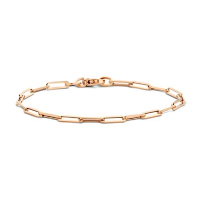 Armband Paperclip Roségoud Vierkante Buis 3,0 mm 18 cm