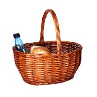 CM Picknickmand met hengsel - mahonie - riet - 42 x 31 x 21 cm - rieten mand