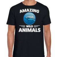 T-shirt haaien amazing wild animals / dieren zwart voor heren