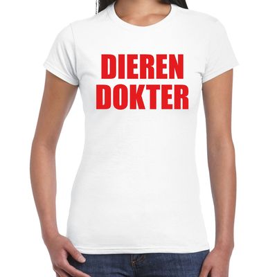 Dierendokter verkleed t-shirt wit voor dames