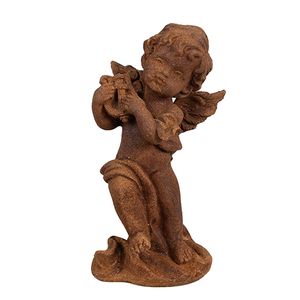 Clayre & Eef Decoratie Beeld Engel 14 cm Bruin Polyresin Religious sculpture Bruin Religious sculpture