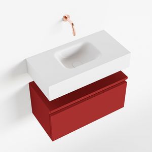 Toiletmeubel Mondiaz Andor | 60 cm | Meubelkleur Fire | Lex vrijhangend wastafel Talc Midden | Zonder kraangat