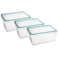 5Five Vershoudbakje met deksel - 3x - kunststof - luchtdicht - 25 x 18 x 12 cm - 3700 ml