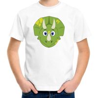 Cartoon dino t-shirt wit voor jongens en meisjes - Cartoon dieren t-shirts kinderen