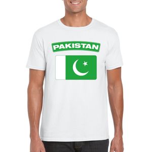 T-shirt met Pakistaanse vlag wit heren