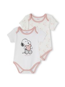 Set van 2 Snoopy Peanuts® rompers voor babymeisje set roze en wit