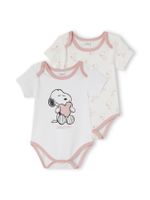Set van 2 Snoopy Peanuts® rompers voor babymeisje set roze en wit