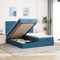 Ottoman bed met matrassen 180x200cm fluweel donkerblauw