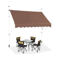 200cm Oprolbaar Luifel met Zwengel in Hoogte Verstelbaar van 200-300cm Aluminium en UV-Bestendig Oxford Doek Terras Zonnescherm