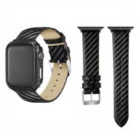 Echte lederen Carbon Fiber Strap voor Apple horloge serie 4 44mm & serie 3 & 2 & 1 42mm