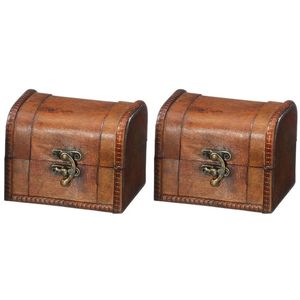 2x Houten opbergkistjes donkerbruin 11 cm