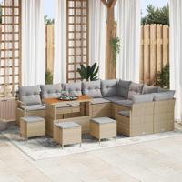 Tuinbankenset met kussen 13 pcs Beige poly rattan