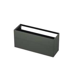 INK P2O Wastafelonderkast - 140x45x65cm - 2 lades - push 2 open - rechte opdekfronten MDF lak Mat beton groen 1259323