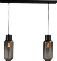 Masterlight EetkamerlampLett ll 2-lichts zwart met smoke glas - 2156-05-05-100-2