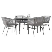 5-delige Tuinset met kussens poly rattan glas grijs