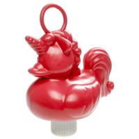 Duckiez eenhoorn badeendje badspeelgoed - rood - 12 x 6 cm - Met oogje voor het hengelspel