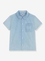 Chambray hemd voor jongens met korte mouwen lichtblauw
