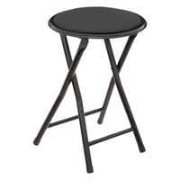 5Five Bijzet krukje/stoel - Opvouwbaar - zwart fluweel - 29 x 45 cm - Krukjes - thumbnail