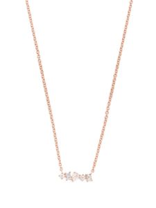 Ef Collection collier Mini Bar en or rose 14ct pavé de diamants