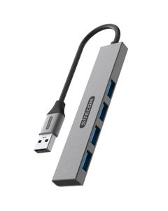 Sitecom CN-5004 interface hub USB 3.2 Gen 1 (3.1 Gen 1) Type-A 5000 Mbit/s Zwart, Grijs