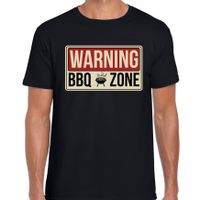 Warning bbq zone cadeau t-shirt zwart voor heren