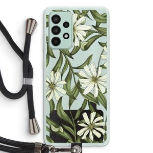Wit bloemenpatroon: Samsung Galaxy A52s 5G Transparant Hoesje met koord