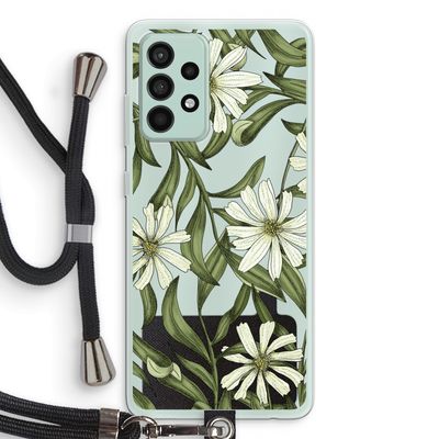 Wit bloemenpatroon: Samsung Galaxy A52s 5G Transparant Hoesje met koord