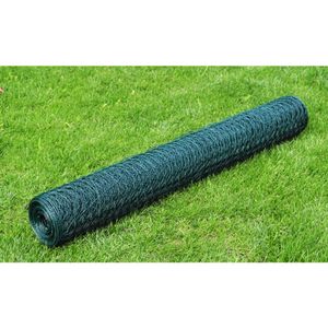 VidaXL Kippengaas 25x0,5 m met pvc coating groen
