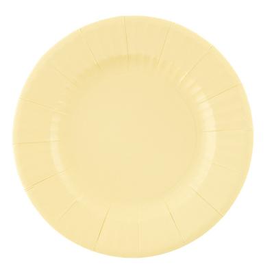Feestbordjes/gebaksbordjes - 8x - licht geel - rond - papier/karton - 21cm