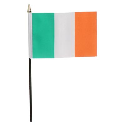 Ierland - mini vlaggetje van 10 x 15 cm op stokje - Landen vlag - H27 cm