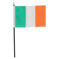 Ierland - mini vlaggetje van 10 x 15 cm op stokje - Landen vlag - H27 cm