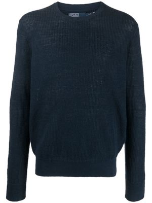 Polo Ralph Lauren pull en lin à col ras de cou - Bleu