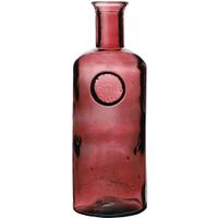 Natural Living Bloemenvaas Olive Bottle - robijn rood transparant - glas - D13 x H35 cm - Fles vazen   -