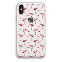 Flamingoprint groen: iPhone XS Transparant Hoesje