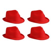 4x stuks trilby feesthoedje rood voor volwassenen